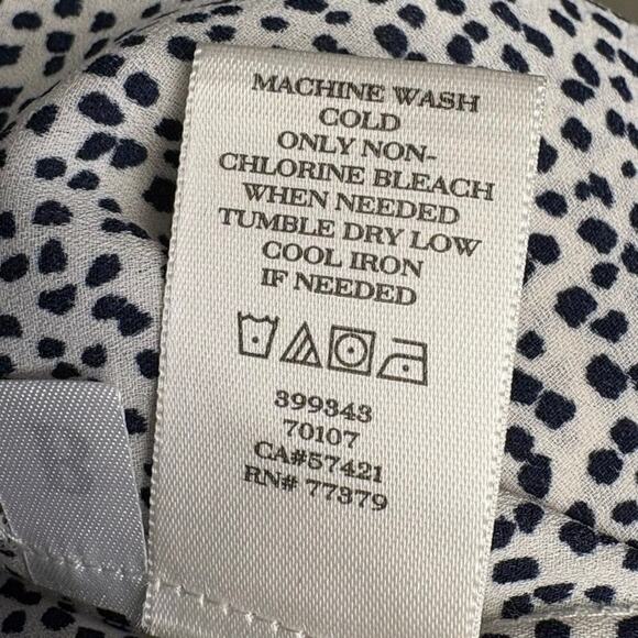 Ann Taylor Black White Puff Sleeve Ruffle Neck Flowy Tunic Blouse Womens Sz M - Picture 7 of 7